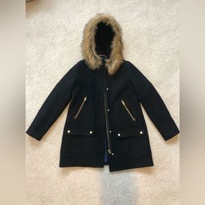 JCrew wool Chateau Parka - Size 8, Black
